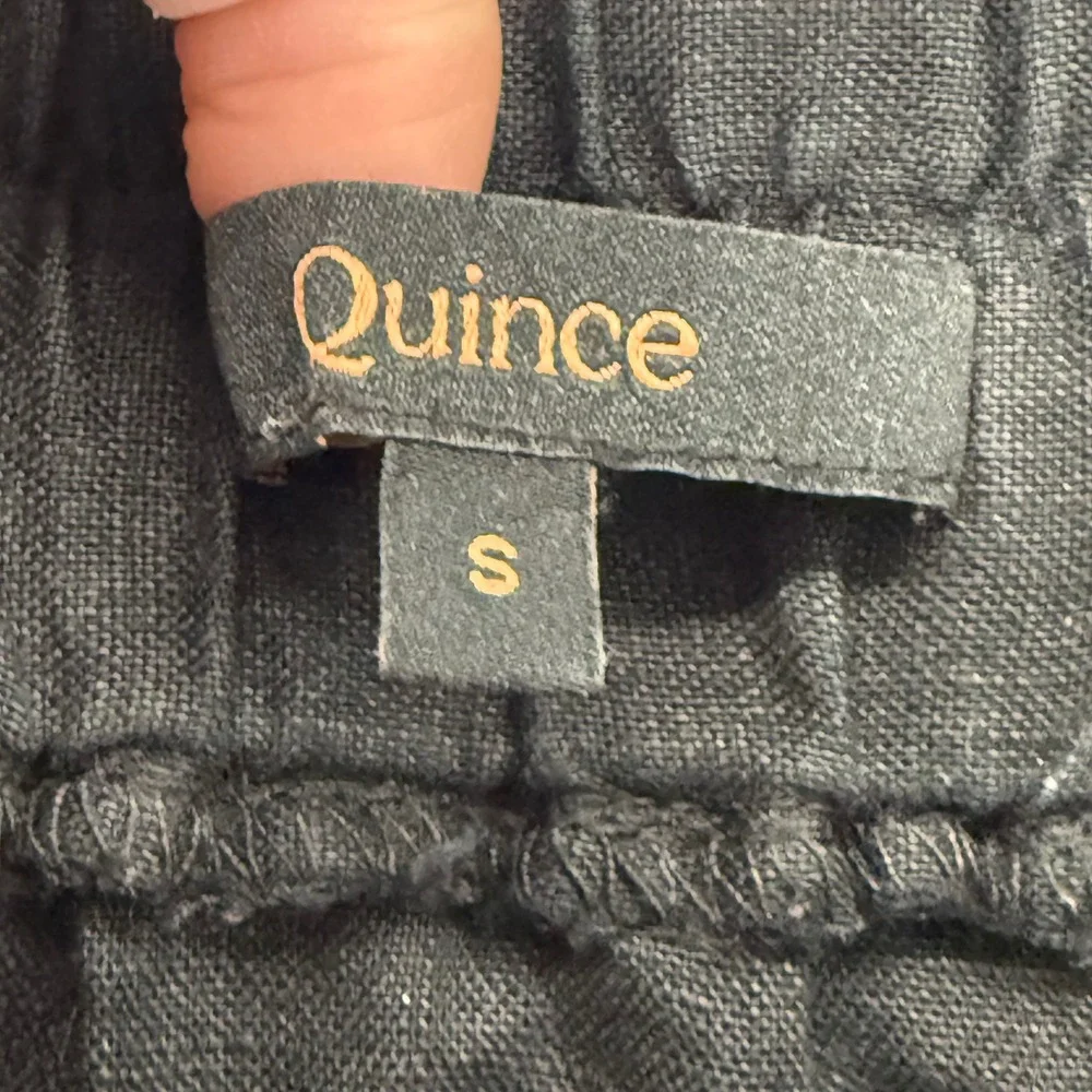 Quince 100% European Linen Maxi Skirt Black Side Slit Pockets Small MIVN004